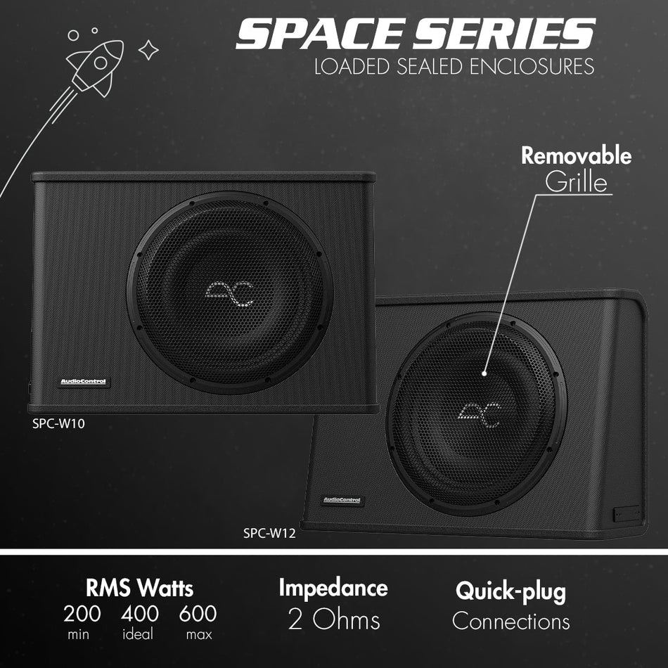 Audio Control SPC-W10 400 Watt (RMS) Space Series Sealed Wedge Subwoofer Enclosure (400 Watt RMS/600 Watt Max) | 10"