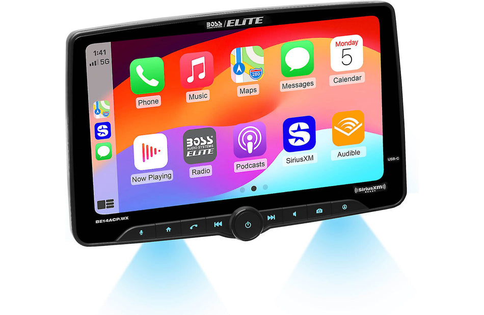Boss Audio BE14ACP.WX Single-DIN, Wireless/Wired Apple CarPlay & Android Auto, Mech-less Multimedia Player (no CD/DVD) 14" Touchscreen Bluetooth