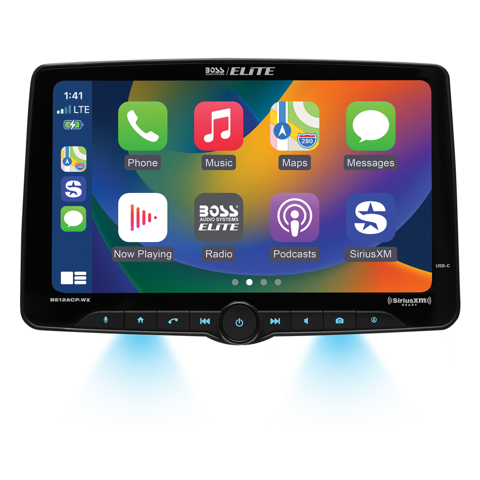 Boss Audio BE12ACP.WX Single-DIN, Wireless/Wired Apple CarPlay & Android Auto, Mech-less Multimedia Player (no CD/DVD) 12" Touchscreen Bluetooth