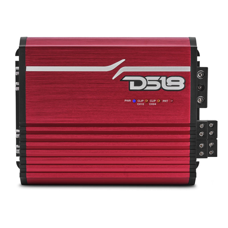 DS18 FRP-1.2K4/RD FRP 4-Channel Full-Range Car Amp – High-Power Class-D, 1200W RM - Red