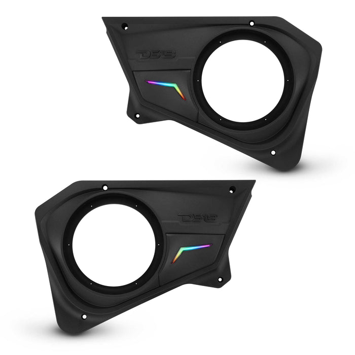 DS18 Polaris RZR PROBD8 Rear Door Speaker Panels for 8” 500W RMS Speakers with Digital LED Lighting