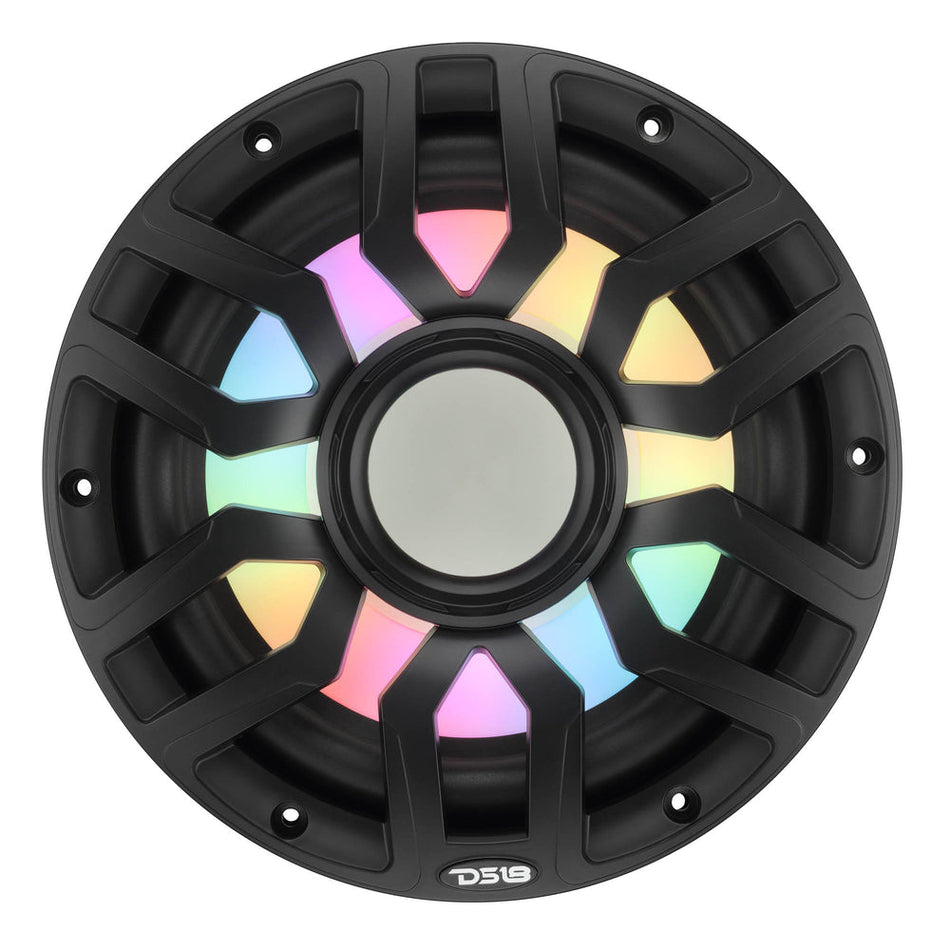 DS18 NXL-IQ10SUB/BK 10” Marine Subwoofer 500W RMS 4 Ohm – Hybrid Magnet Motor, LED Lights, Removable Grille