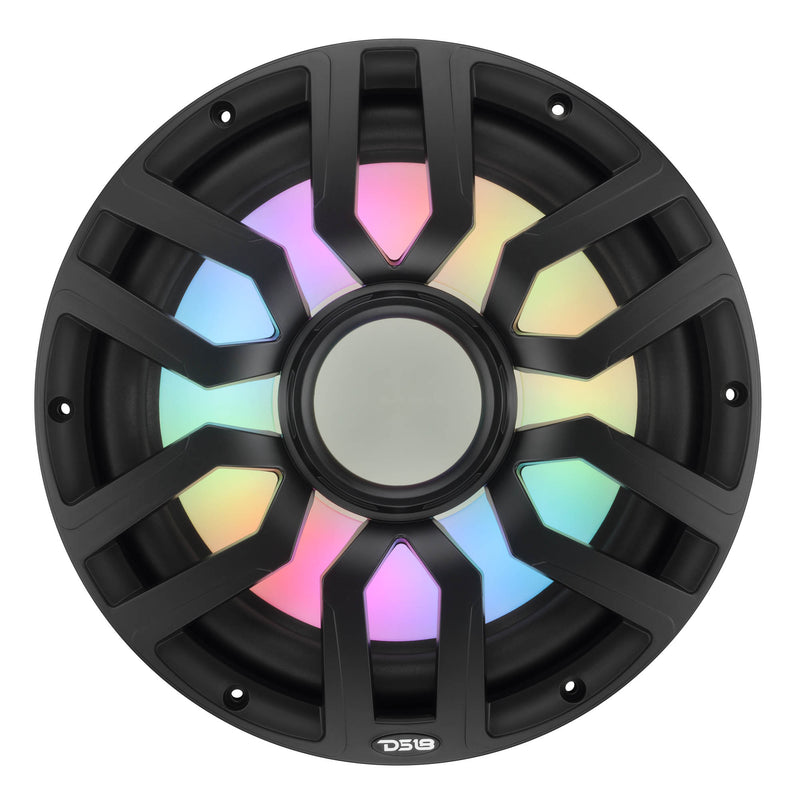 DS18 NXL-IQ12SUB/BK 12" Marine Subwoofer 600W RMS 4 Ohm with Hybrid Magnet Motor, Removable Grille & LED Lights