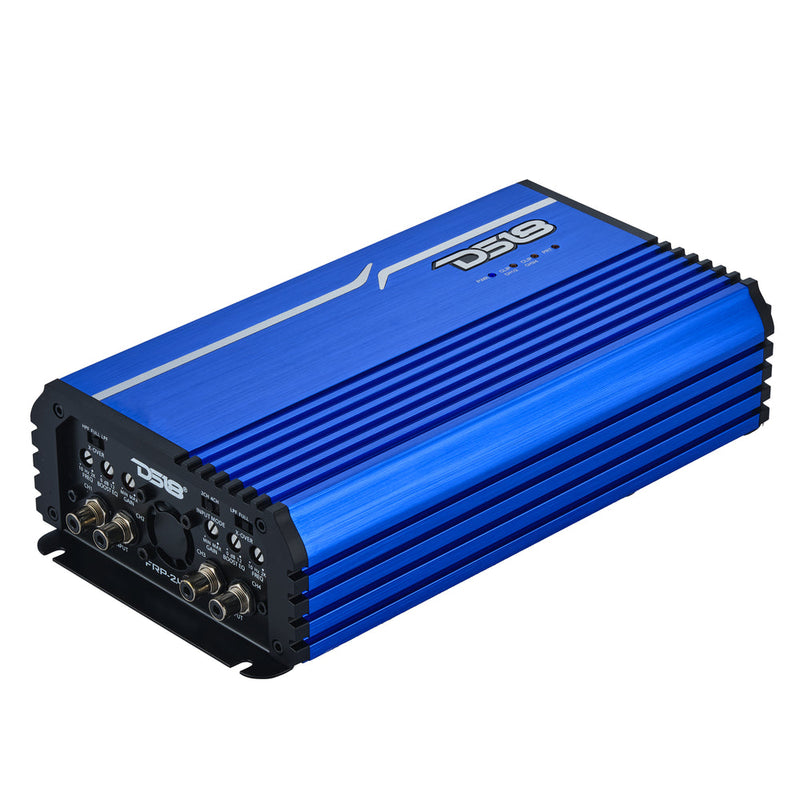 DS18 FRP-2.4K4/BL Compact 4-Channel Full-Range Class-D Amp – 2400W RMS - Blue