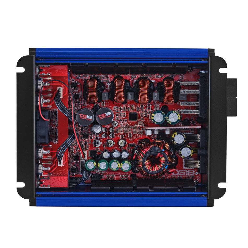 DS18 FRP-1.2K4/BL FRP 4-Channel Full-Range Car Amp – High-Power Class-D, 1200W RM - Blue