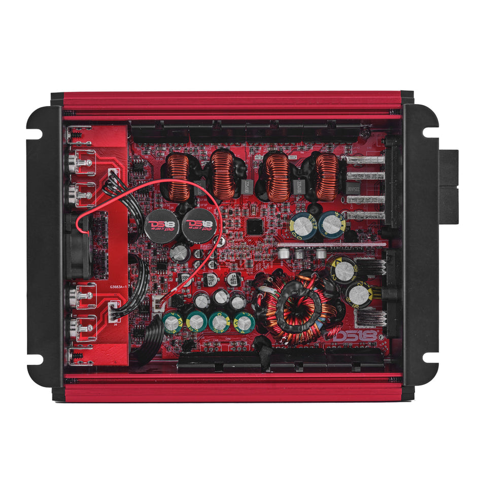 DS18 FRP-1.2K4/RD FRP 4-Channel Full-Range Car Amp – High-Power Class-D, 1200W RM - Red