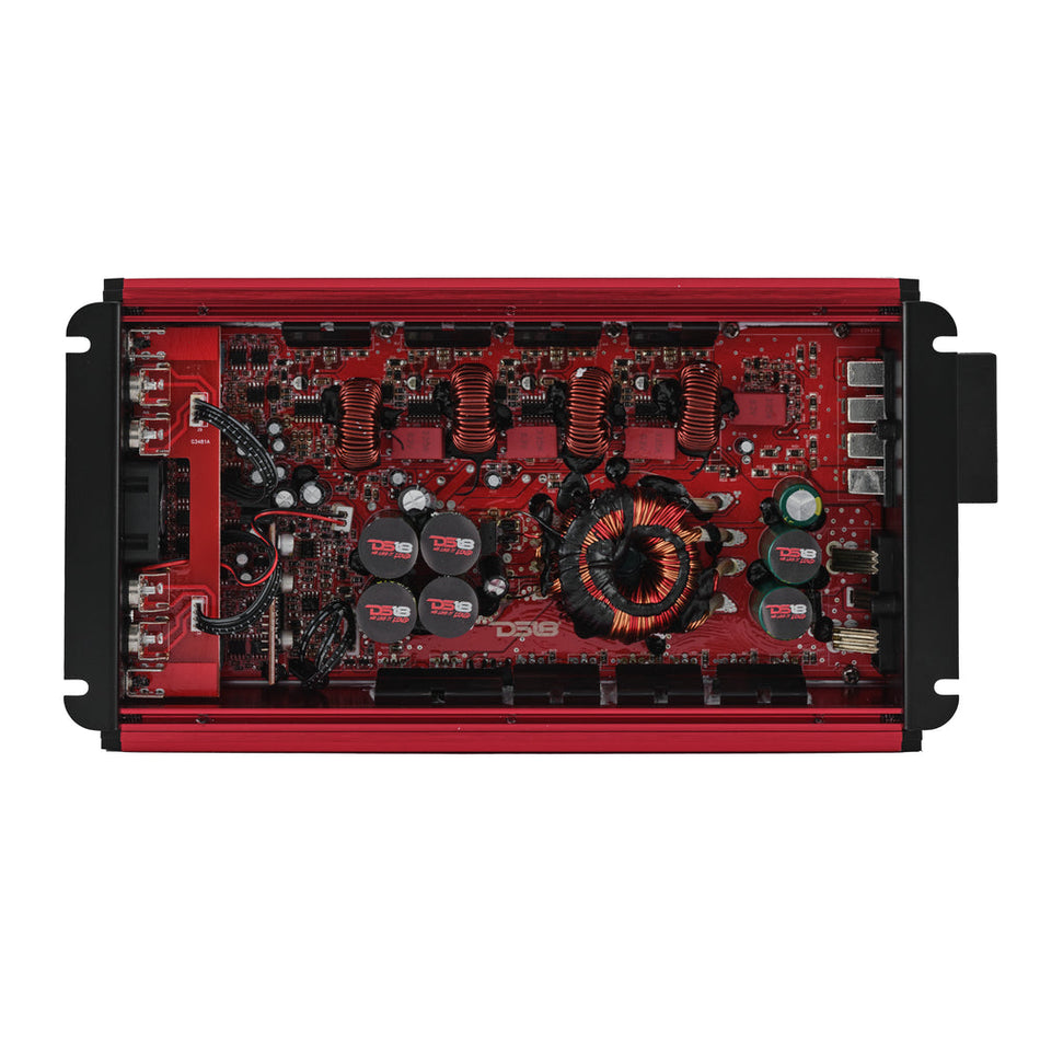 DS18 FRP-2.4K4/RD Compact 4-Channel Full-Range Class-D Amp – 2400W RMS - Red