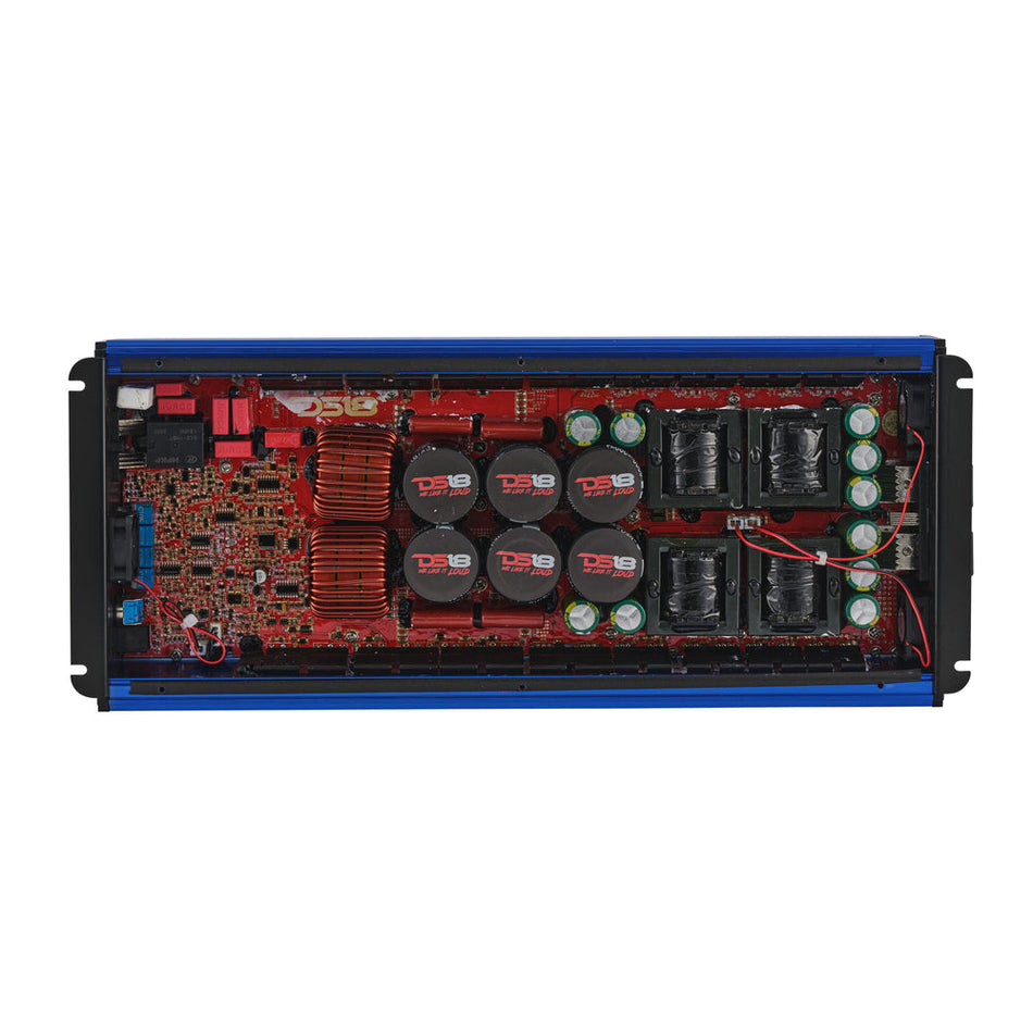 DS18 FRP-8K/BL Class-D Monoblock Full-Range Amp – 8000W RMS, Blue Finish