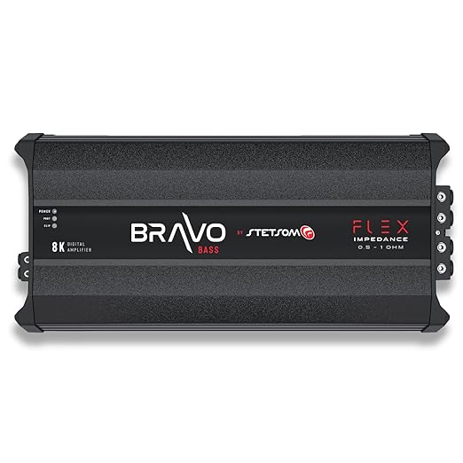 Stetsom BRAVO BASS Flex 8K 0.5~1ohm (Auto) Mono Class D Car Audio Amplifier, Automatic Impedance System 0.5 to 1 Ohm