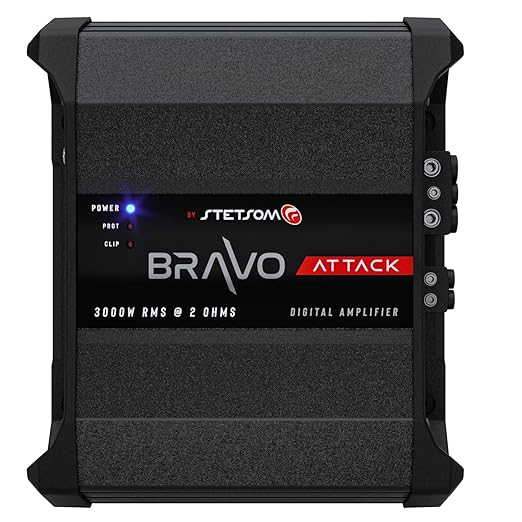 Stetsom Bravo Attack 3000 | 3000W RMS Car Amp – 2Ω Stable, Mono, Crossover & Smart Cooling