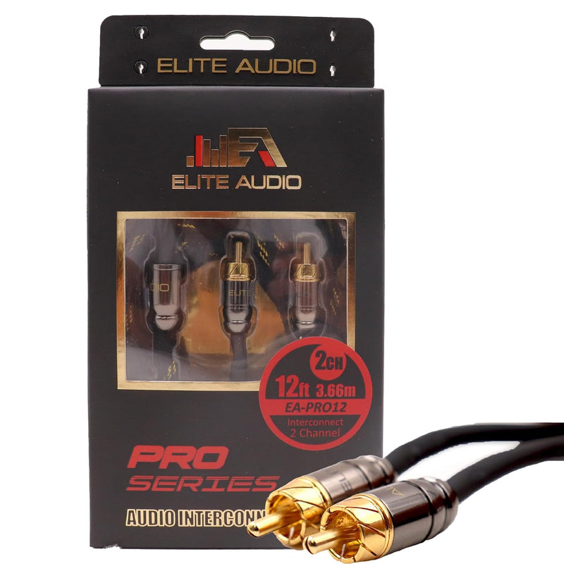 Elite Audio 12ft RCA Cable – Oxygen-Free Copper, Triple Shielded for Superior Signal
