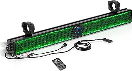 Boss Audio BRT37SLR 37" ATV/UTV Sound Bar – Bluetooth, IPX5, Built-in Amp, Multicolor Lights, 1 Inch Tweeters