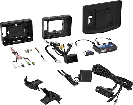 Stinger SRK-CHR15H installation kit, all brackets, wiring harnesses and modules laid out