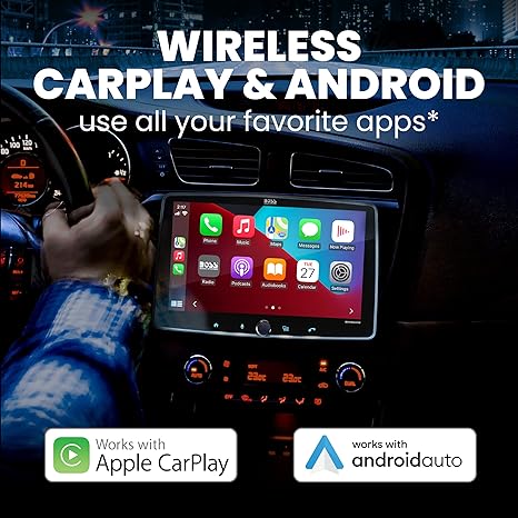 BOSS 10.1" Wireless Touchscreen Car Stereo – Bluetooth Head Unit with Apple CarPlay & Android Auto