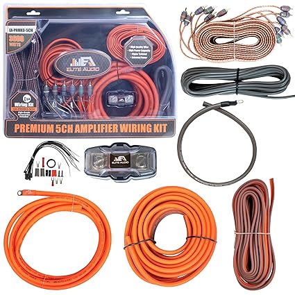 Elite Audio PRMK0-5CH 5 Channel 0 Gauge Amp Kit – High Power CCA Wiring, RCA Cables, ANL Fuse