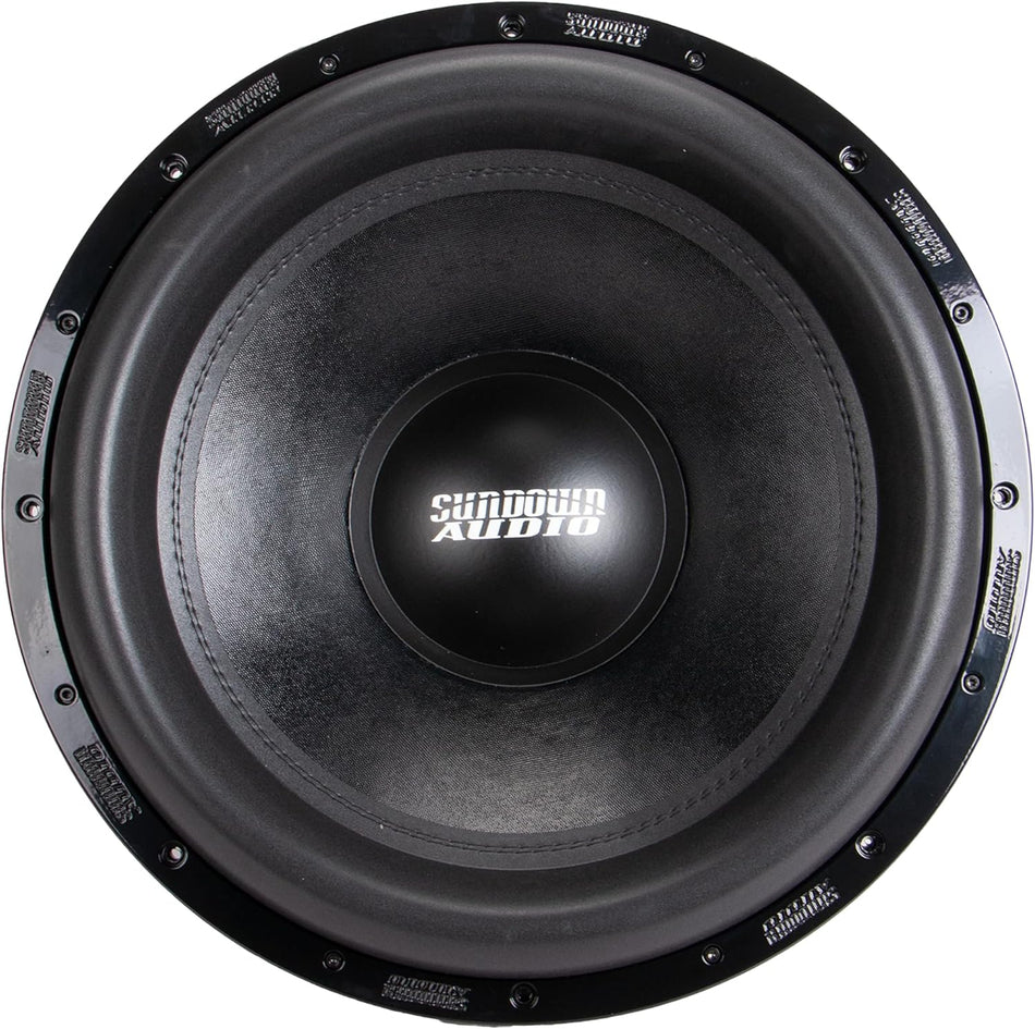 Sundown Audio M18D2, front view of cone with center logo badge