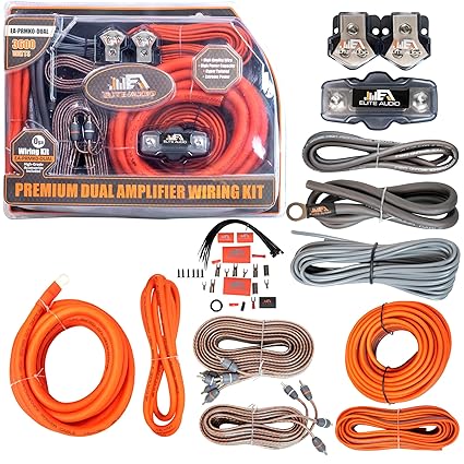 Elite Audio PRMK0-DUAL Premium 0 Gauge Dual Amp Wiring Kit – CCA Wire, Shielded RCA, ANL Fuse Holder