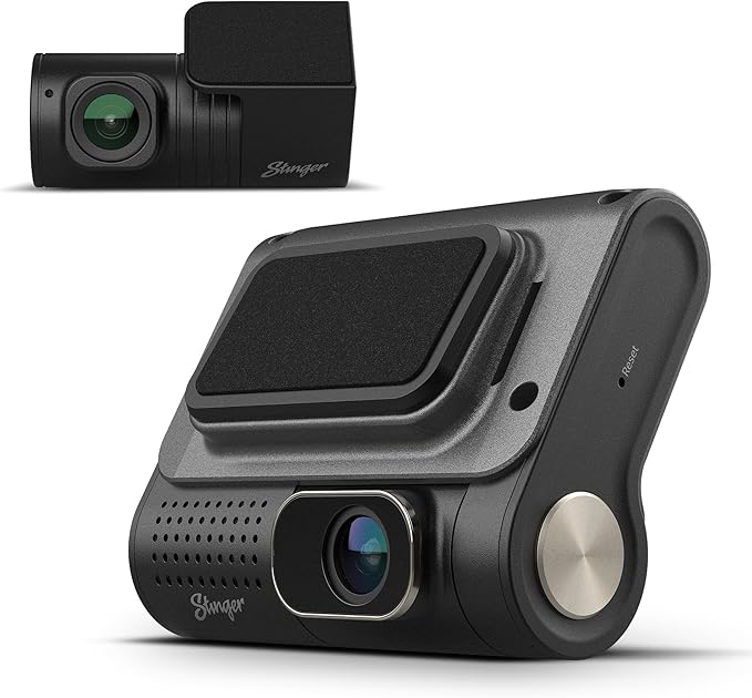 Stinger OPSIS Universal 2k Quad HD (1440p) Front & FHD Rear Dash Camera, Built-in Wi-Fi & GPS, ADAS, Parking Surveillance, Mute Notifications, Smart App