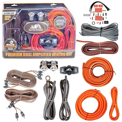 Elite Audio PRMK4-DUAL Premium 4 Gauge Dual Amp Kit – CCA Wire, Triple-Shielded RCA, ANL Fuse Holder