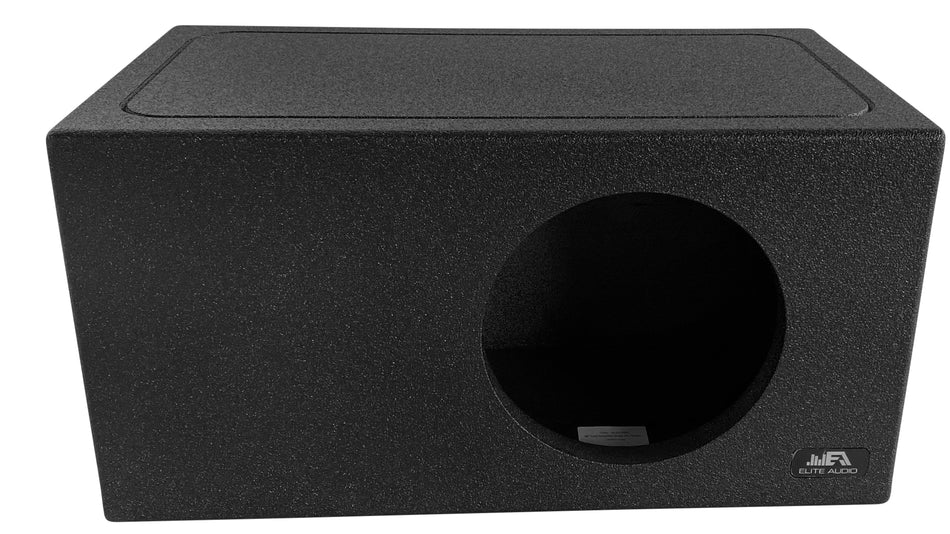 Elite Audio EBOX-BLVS10SPL Single 10” Subwoofer Enclosure - Polyurethane Bed Liner Finish, Rear Side Port for SPL Bass, 1” MDF Heavy-Duty Construction, Pro-Tuned Ports, High-Current Terminals for Superior Sound Quality