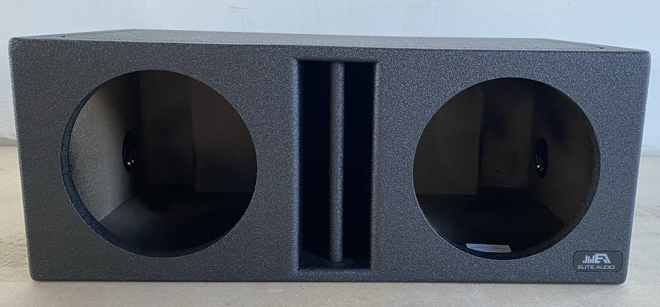 Elite Audio EBOX-BLVD10CP Center-Split Vented Dual 10” Subwoofer Enclosure - Polyurethane Bed Liner Finish, 3/4” MDF with 1” Front Baffle, Pro-Tuned Ports, High-Current Terminals for Enhanced Bass & Superior Sound Quality