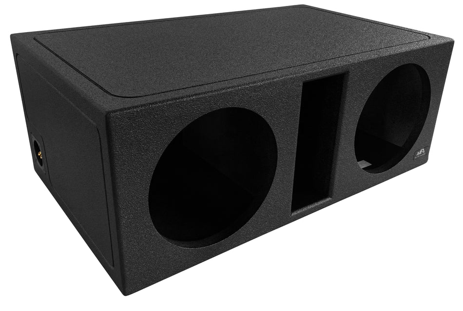 Elite Audio EBOX-BLVD12SPL Dual 12” Subwoofer Enclosure - Rugged Polyurethane Bed Liner Finish, 35Hz Tuned Mega Port, 1” MDF Heavy-Duty Construction, Pro-Tuned Ports, High-Current Terminals for SPL Bass & Enhanced Sound Quality