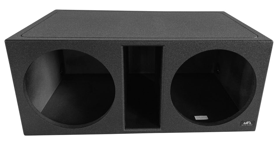 Elite Audio EBOX-BLVD15SPL Dual 15” Subwoofer Enclosure - Rugged Polyurethane Bed Liner Finish, 35Hz Tuned Mega Port, 1” MDF Heavy-Duty Construction, Pro-Tuned Ports, High-Current Terminals for SPL Bass & Premium Sound Quality
