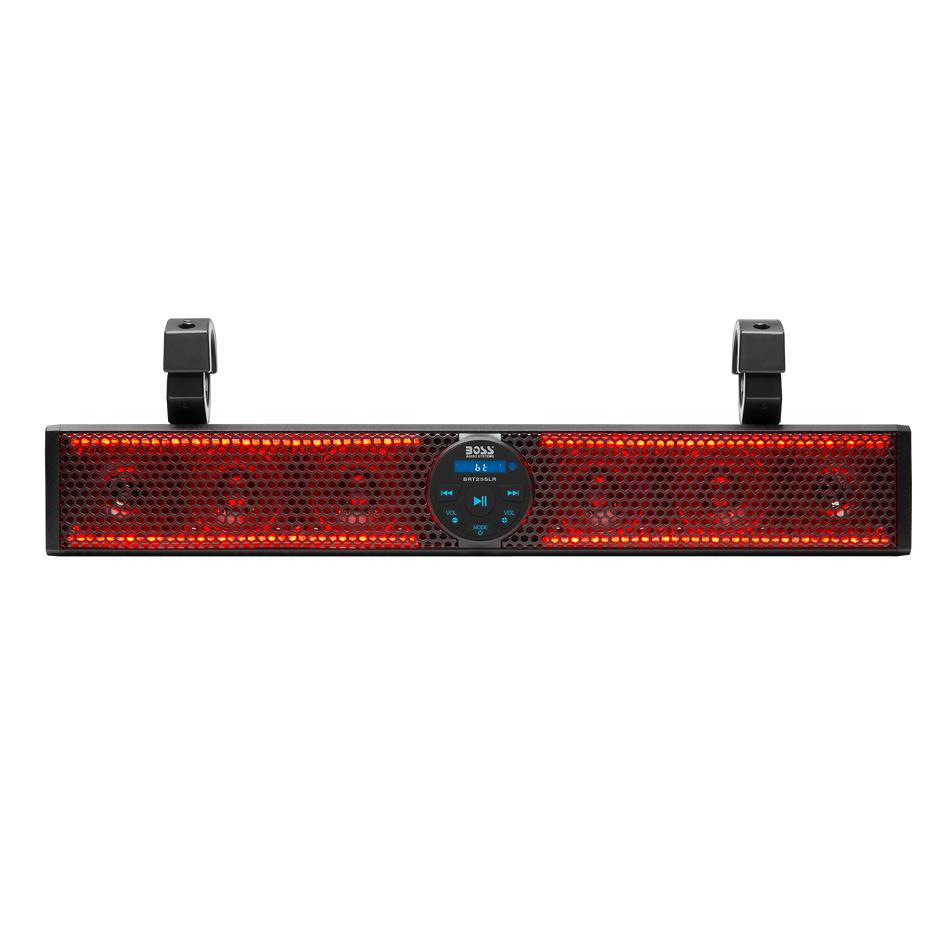 Boss Audio BOSS-BRT25SLR BOSS Audio Systems BRT25SLR ATV UTV Sound Bar Speaker System - 25 Inches Wide, IPX5 Rated Weatherproof, Bluetooth Audio, Amplified, 3 inch Speakers, 1 Inch Tweeters, USB Port, Multicolor Illumination