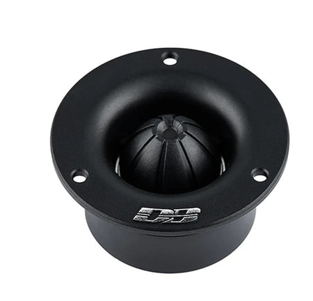 Deaf Bonce MFT-25 Machete Tweeter, close up front view of dome and mounting flange with logo