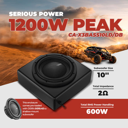 DS18 CA-X3BASS10LD/DB 10-inch under-seat subwoofer enclosure - view 2
