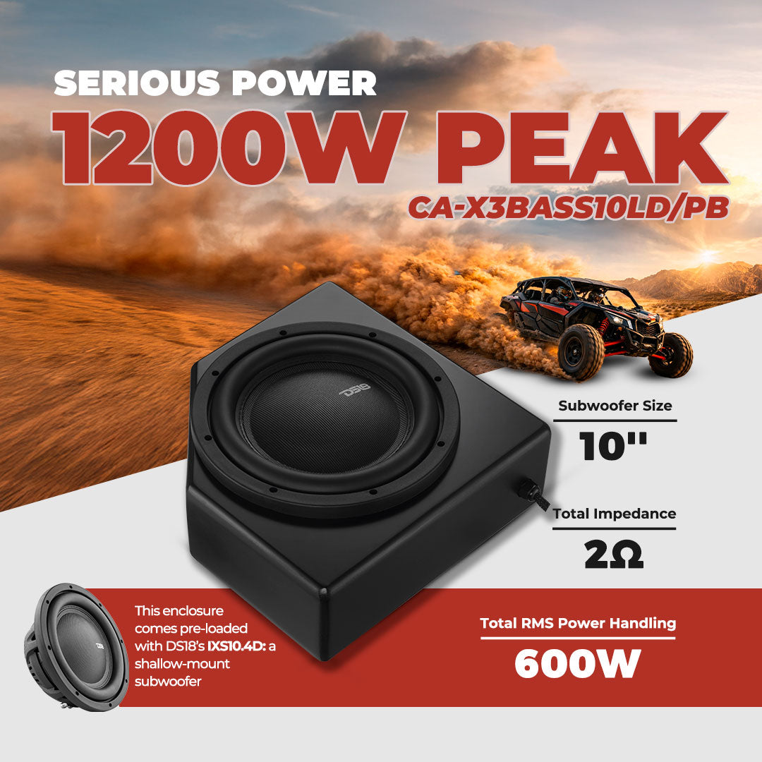 DS18 CA-X3BASS10LD/PB 10-inch under-seat subwoofer enclosure - view 2