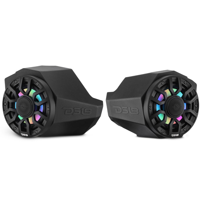 DS18 CA-X3KP6LD Can-Am Maverick X3 Kick Panel Speaker Pods – Loaded with (2) NXL-IQ6/BK Speakers, Digital LED Lights