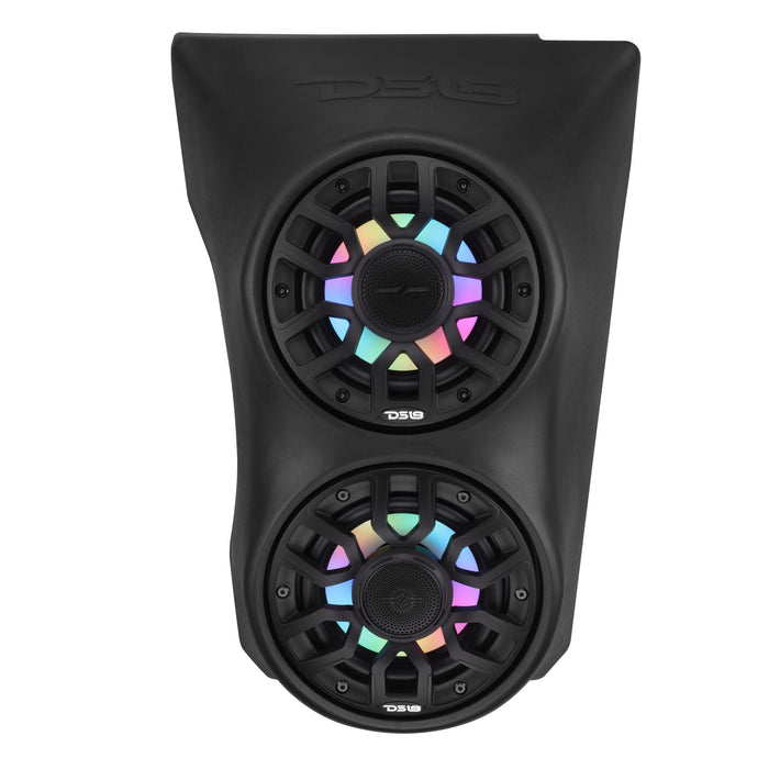 DS18 CA-X3WFCC66LD Can-Am Maverick X3 (2017+) Waterfall Center Console Speaker Pod – Dual NXL-IQ6/BK Speakers with LED Lighting