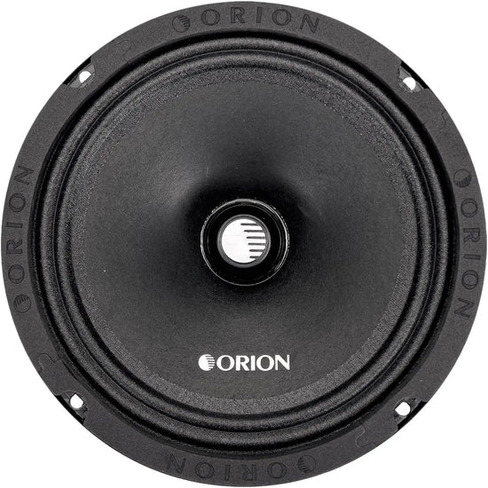 Orion CM854 midrange speaker, front view showing cone, bullet tweeter and mounting holes