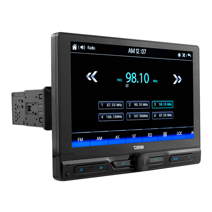 DS18 DDX10.5ML 10.5" Floating Adjustable Modular Touchscreen Mechless Single-DIN Head Unit with Bluetooth, Mirror Link and USB