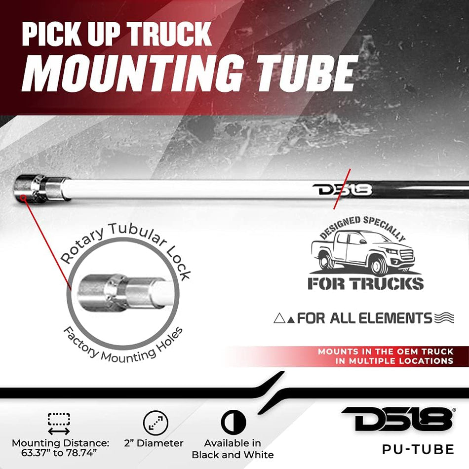 DS18 DS-PU-TUBE/WH Pick Up Mounting Tube W/ Mobile Clamps Perfect for Mounting Towers/Pods on Roll Bars and Cages White