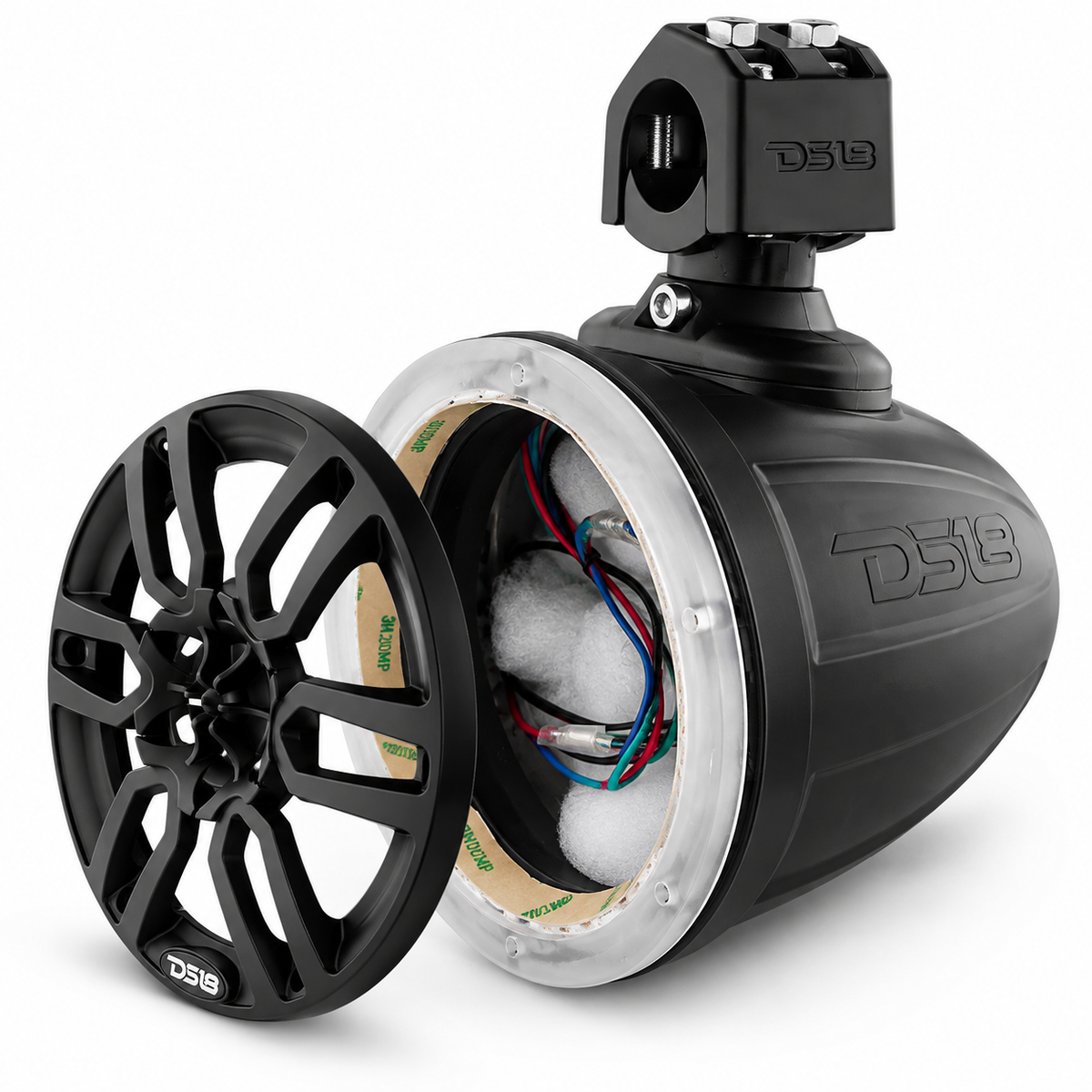 DS18 DS-NXL-X8TP/BK.NS HYDRO 8 Inch Marine Tower W/ Integrated RGB LED Lights No Speakers Black DS18