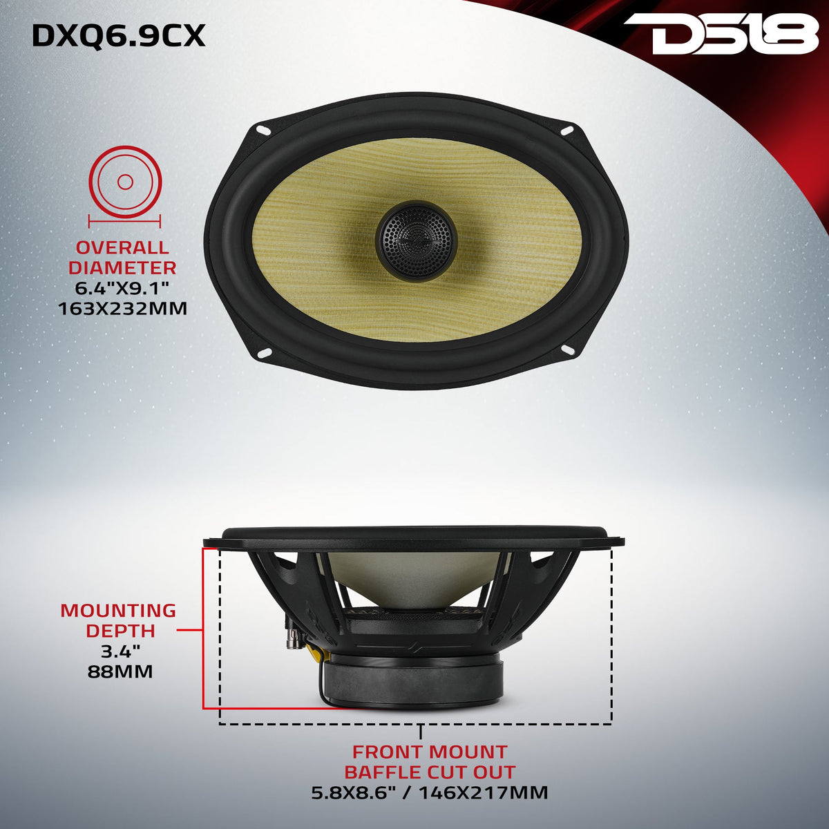 DS18 DXQ6.9CX 6x9-inch coaxial speakers - view 8
