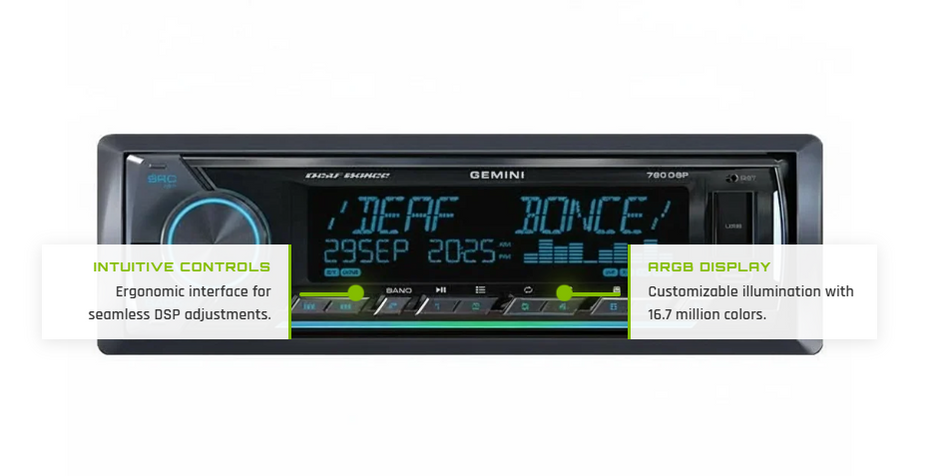 Deaf Bonce Gemini 760DSP Car Stereo Head Unit | Bluetooth 5.3, DSP, 4×25W RMS, USB & AUX