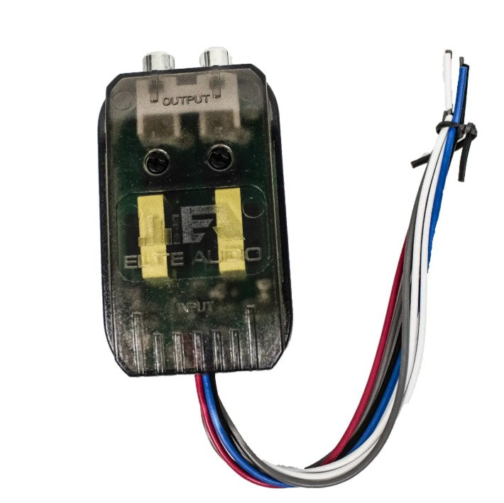 Orion Cobalt Elite line output converter, close up of input and output wiring connections