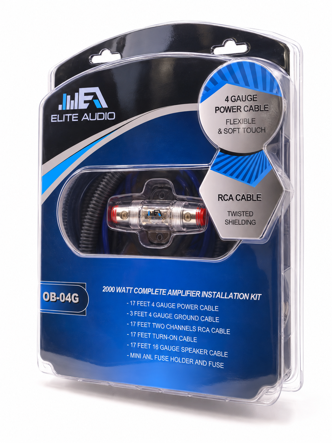 Elite Audio EA-OB04G Entry Level 4 Gauge Amp Kit  2000 Watts RMS