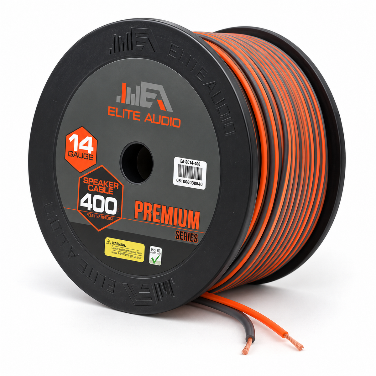 EA-PRM14G-SPWR 14 Gauge CCA Speaker Wire – 400ft  Premium Car Audio Power Cable for Subwoofers & Amplifiers