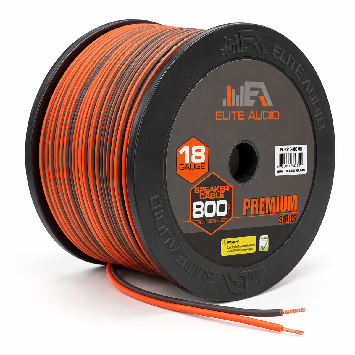 EA-PRM18G-SPWR 800ft 18 Gauge CCA Speaker Wire – Premium Cable for Car Audio Systems