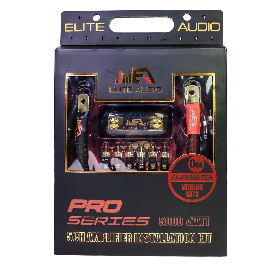 Elite Audio EA-PROK0-5CH Pro Series 0 Gauge 5-Channel Amplifier Installation Kit 5000W Power 6-Channel RCA 100% OFC Copper Wiring