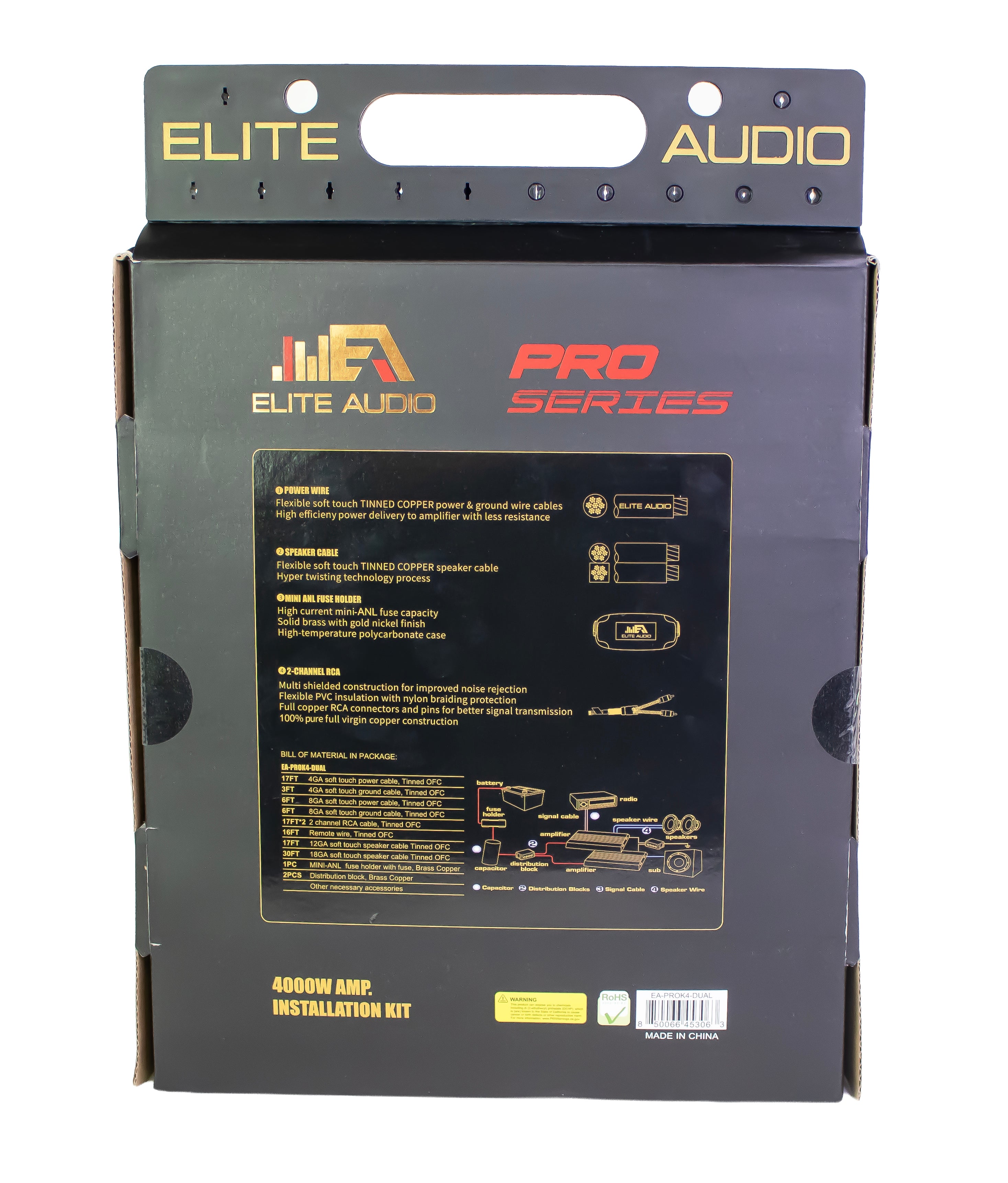 Elite Audio Pro Series packaging with detailed specifications 