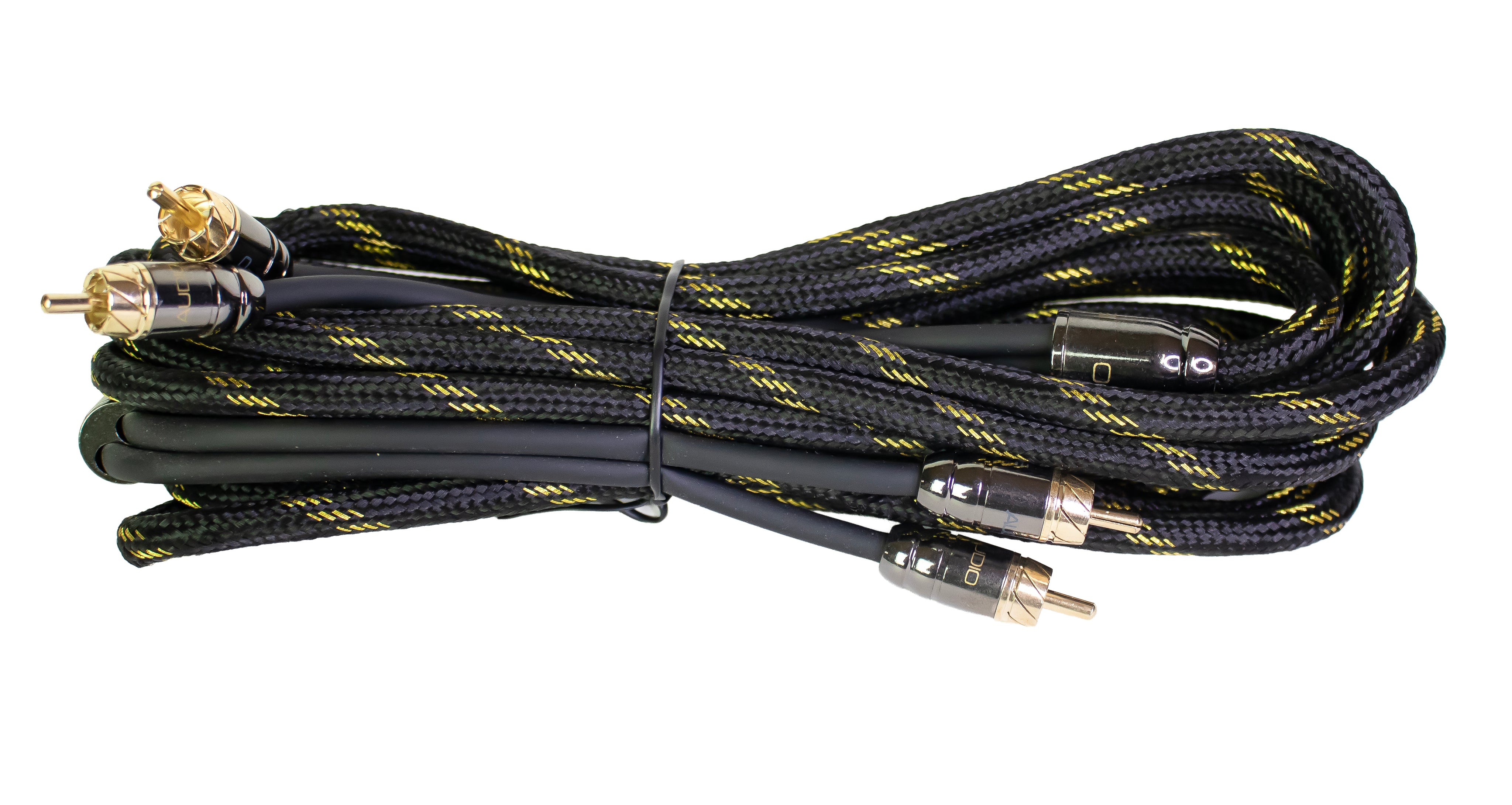 Coiled audio cable with RCA connectors 