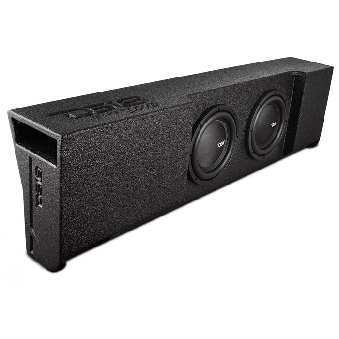 DS18 Loaded 2 x 10" Subwoofer Enclosure, angled view showing dual subwoofers and port