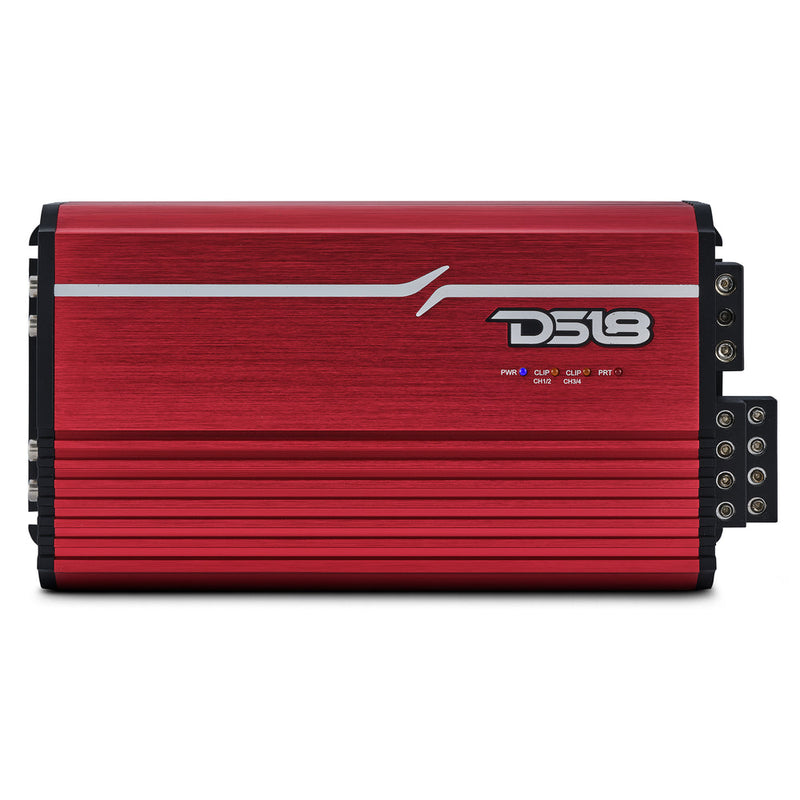 DS18 FRP-2.4K4/RD Compact 4-Channel Full-Range Class-D Amp – 2400W RMS - Red