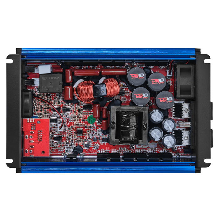FRP Compact Full-Range Class D 1-Channel Amplifier 2,500 Watts Rms @ 1-ohm Blue