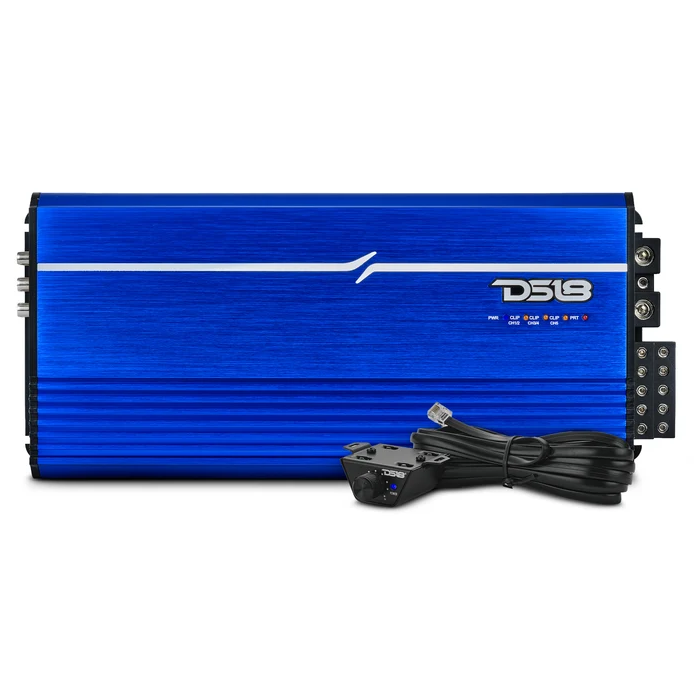 DS18 FRP Full Range 5ch Amp 250Wx4@4ohms 500x1 on Sub, 325wx4@2ohms 800x1 on Sub, 4ohms Bridge 550x2 1200X1@ 1ohm-Blue